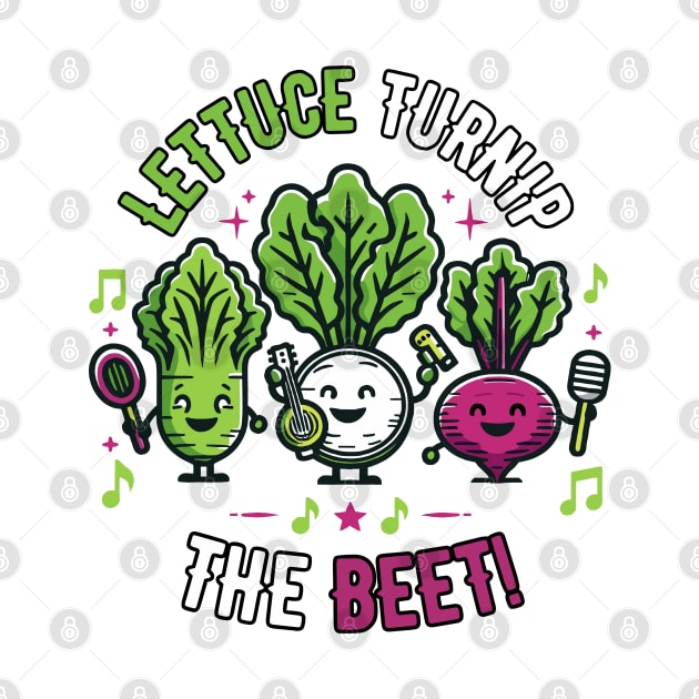 Lettuce Turnip The Beet | Cute Kawaii vegetable pun for Music Lovers by Nora Liak