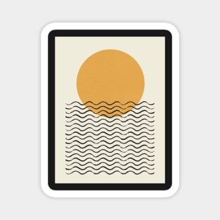 Ocean Wave Gold Sunrise - Mid century modern Magnet