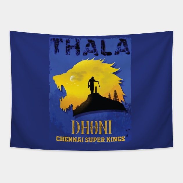 Dhoni | Chennai Super Kings Fan | Thala | Indian Cricket Jersey Tapestry by JammyPants