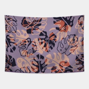 Lilac Monstera Leaves Tapestry