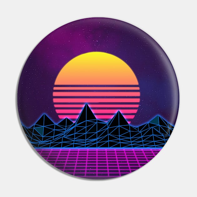 SynthWave Sunrise Pin by CosmeticMechanic