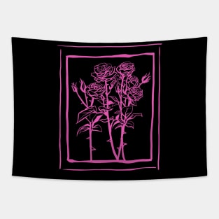 Hot Pink ink Roses Tapestry