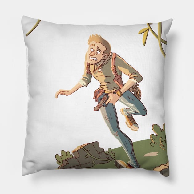 Nathan Drake Pillow by silvia schneider