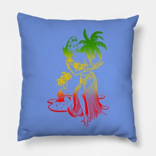 Retro Hawaii Hula Dancer Pillow