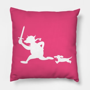 Running Viking with Dachshund (white) Pillow