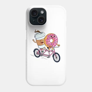 Donut and Coffee: Best Friends on a Tandem Bike Phone Case