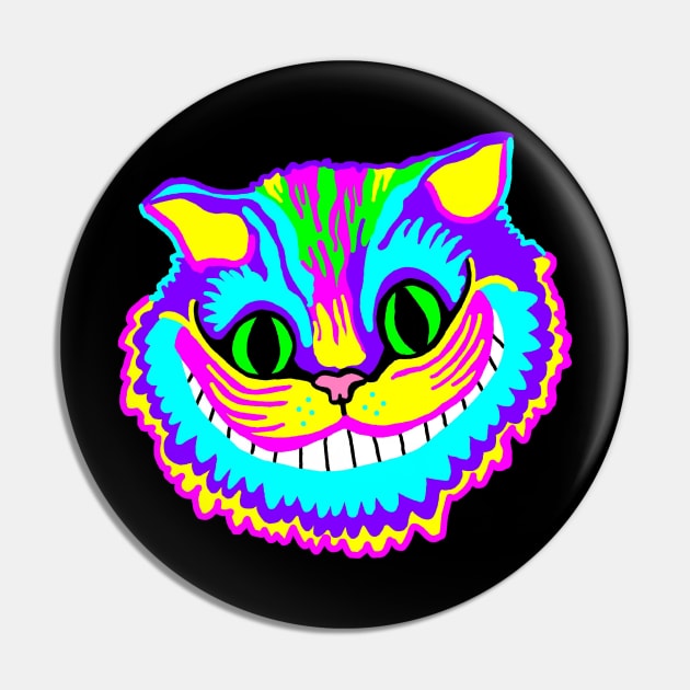 Psychedelic Smiling Cat Pin by imphavok