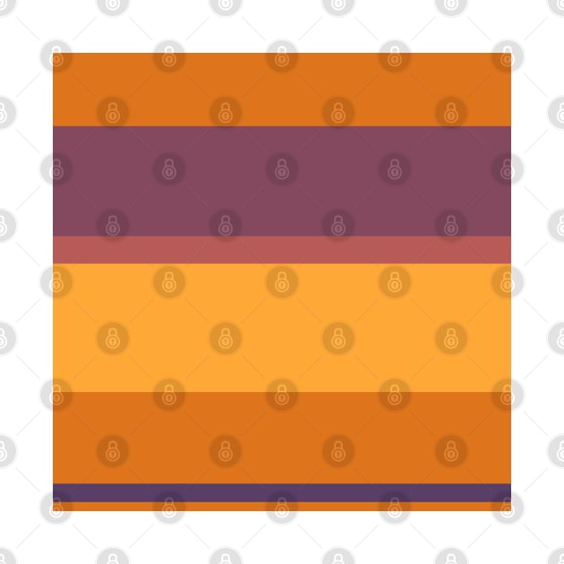 A mild package of Old Heliotrope, Deep Ruby, Dark Salmon, Brownish Orange and Yellow Orange stripes. by Sociable Stripes