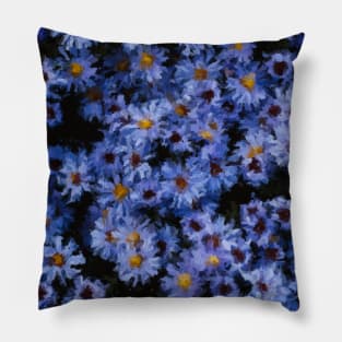 Gradient blue garden flowers pattern oil painting Pillow