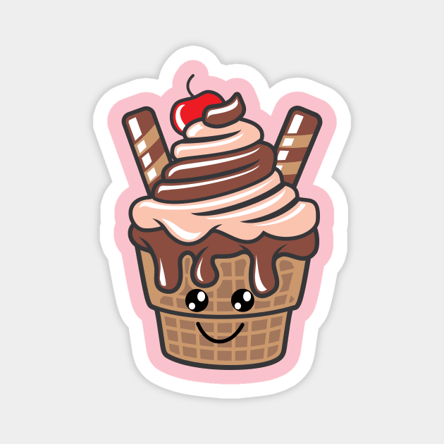 Cute Kawaii Ice Cream Sundae Magnet by KawaiinDoodle