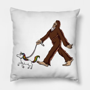 Bigfoot Walking Unicorn Funny Pillow