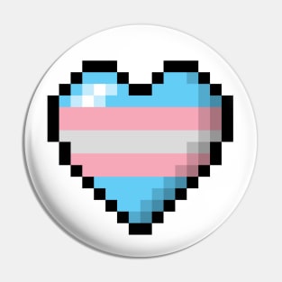 Large Pixel Heart Design in Transgender Pride Flag Colors Pin