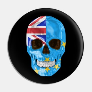 Tuvalu Flag Skull - Gift for Tuvaluan With Roots From Tuvalu Pin