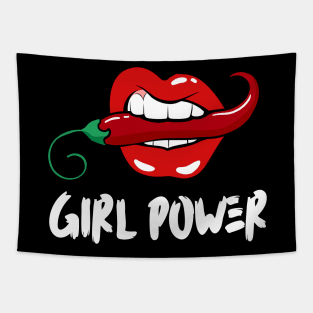 Fiery Empowerment: Girl Power Unleashed with a Bite Tapestry