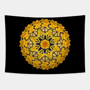 yellow flower mood mandala Tapestry