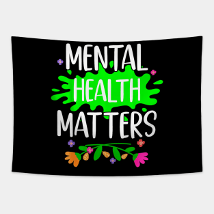 Support Squad Mental Health Awareness Lime Green Ribbon Tapestry