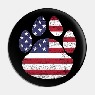 Dog paw print American flag USA tshirt Pin