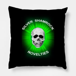 Silver Shamrock Skull Pillow