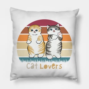 Orange Gray Brown Cat Lovers Pillow