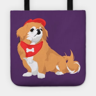 Cute Pekingese with Red Hat and Bone Bandana Dog T-Shirt for Dog Lovers Tote