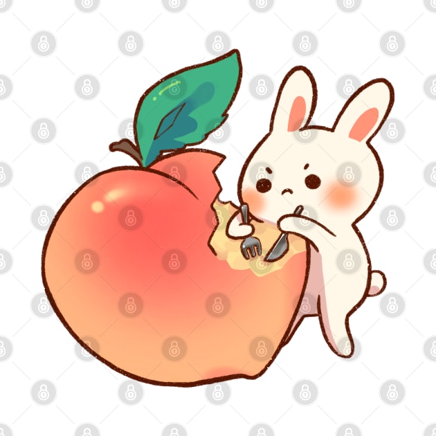 Bunny with Giant Peach by vooolatility