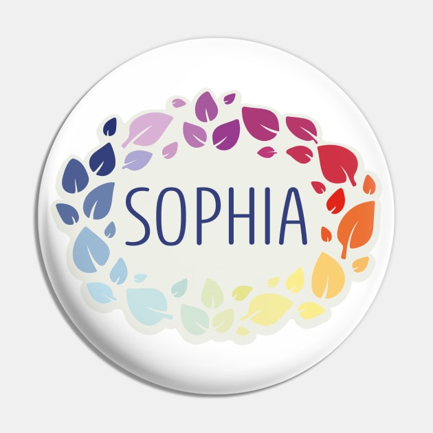 Sophia name with colorful leaves Pin by WildMeART