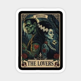 Frankenstein Bride Lovers Vintage Horror Tarot Card Magnet
