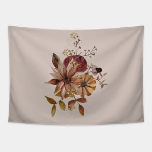 Autumn Watercolor Flowers with glitter - pale rose background Tapestry