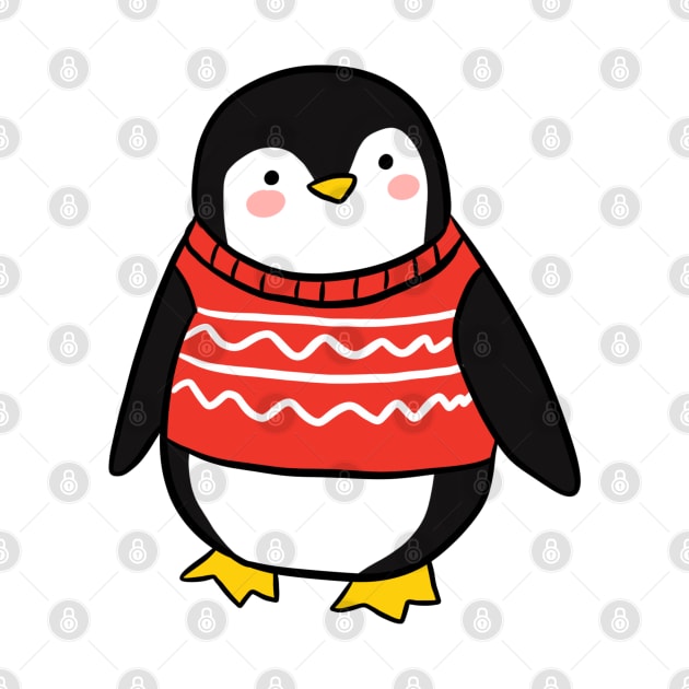 Cute christmas penguin cartoon illustration by Yarafantasyart