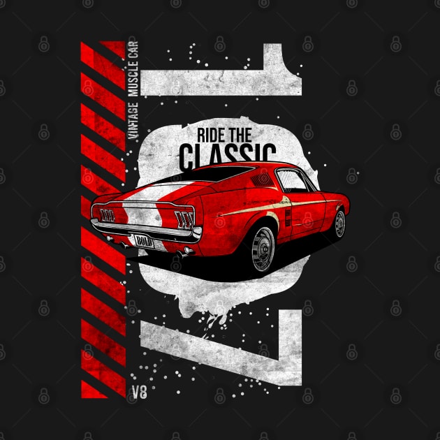 1967 Patriotic American V8 Muscle Car Pony Mustang by Automotive Apparel & Accessoires
