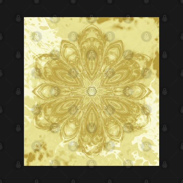 Gold lace textured mandala by hereswendy