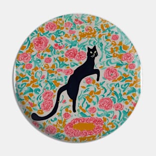 black cat jumping into peonies Pin