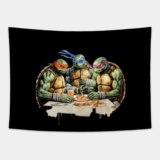 NINJA TURTLES EATING PIZZA Tapestry