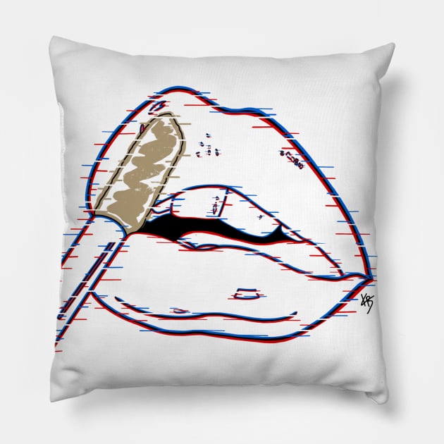 Lipstick Glitch Pillow by KayyArkham