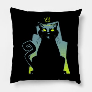 Queen of Cats - Dark Mysterious Kitten King of the Night Pillow