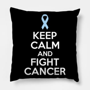 Keep Calm and Fight Cancer - Light Blue Ribbon Pillow