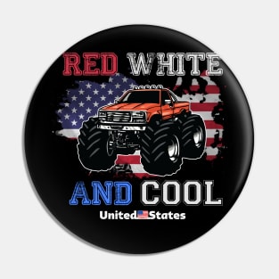 Monster Truck USA Red White and Cool Pin