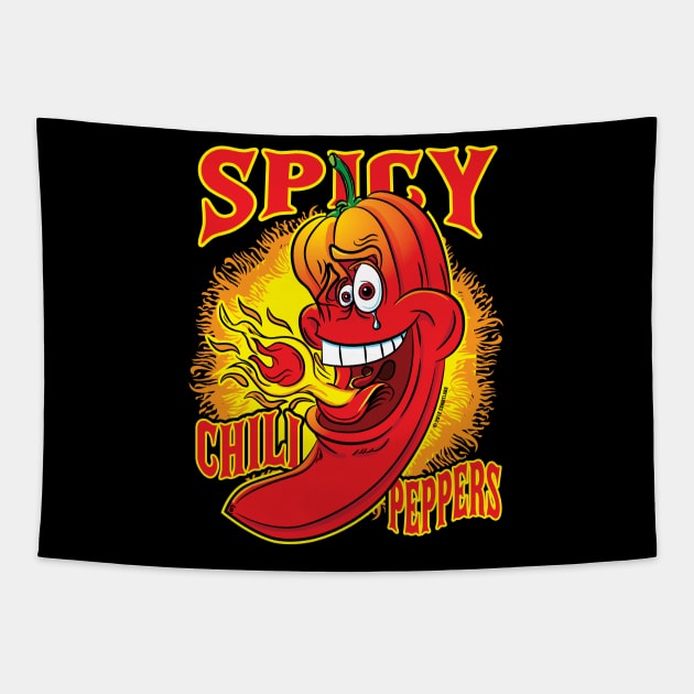 Spicy Flaming Red Hot Chili Pepper Tapestry by eShirtLabs