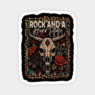 Rock And A Hard Place Country Skull Bull Music Flowers Magnet