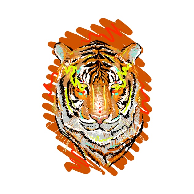 Freehand drawing of a tiger vector colorful illustration. Year of the tiger. by Razym