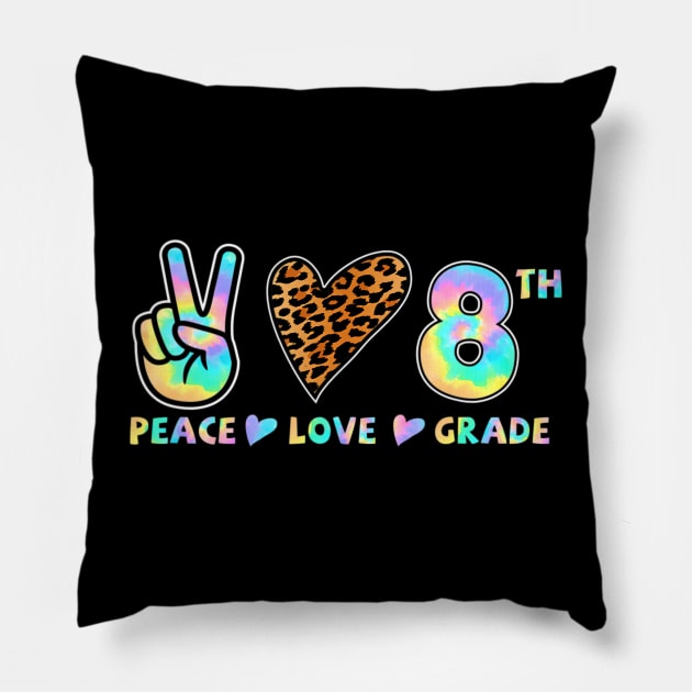 Peace Love 8th Grade Squad Back to School Teacher Student Pillow by fatmehedo8