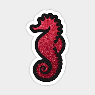 Red Faux Glitter Seahorse Magnet