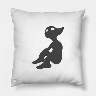 Curious Alien / Elf with pointy ears looks up (dark grey version) - ORENOB logo Pillow