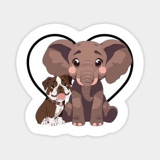 Elephant and Dog Friends Magnet