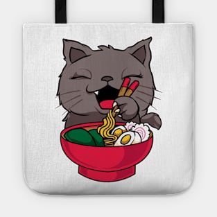 Cute & Funny Anime Kitty Ramen Kawaii Cat Tote