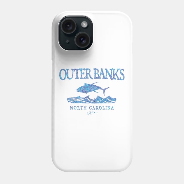 Outer Banks, NC, Yellowfin Tuna Leaping Over Waves Phone Case by jcombs