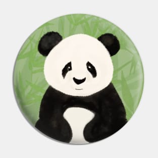 Panda Bear with a Green Bamboo Background Pin