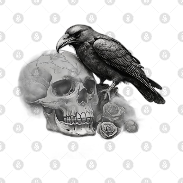 Raven and skull by Blackberry Ridge Gifts