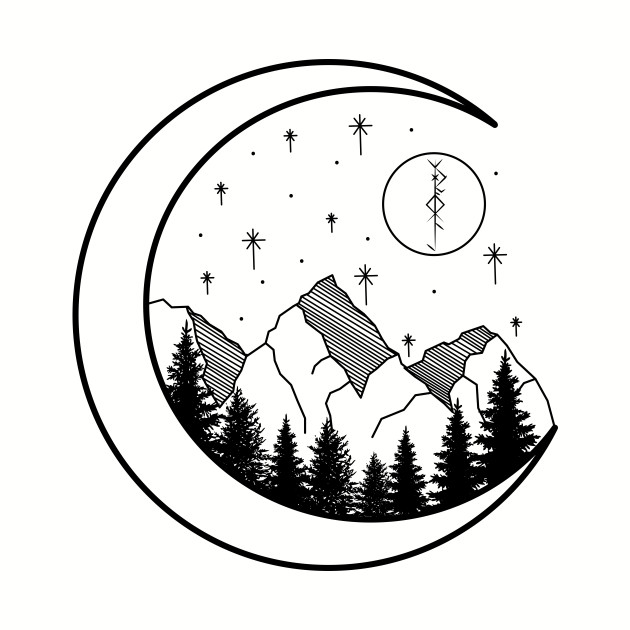 Mountain Moon - Moon - T-Shirt | TeePublic