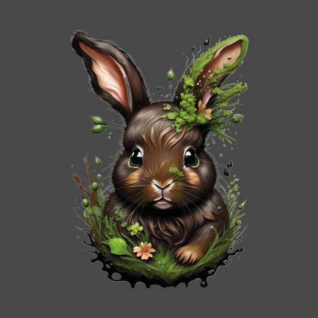 Mystical Whispers: Surrealistic Art Design of a Rabbit with Moss and Plants by ConnectingtoNature